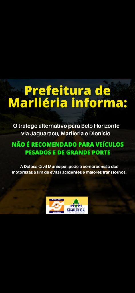 INFORMATIVO PREFEITURA SOBRE AS ESTRADAS