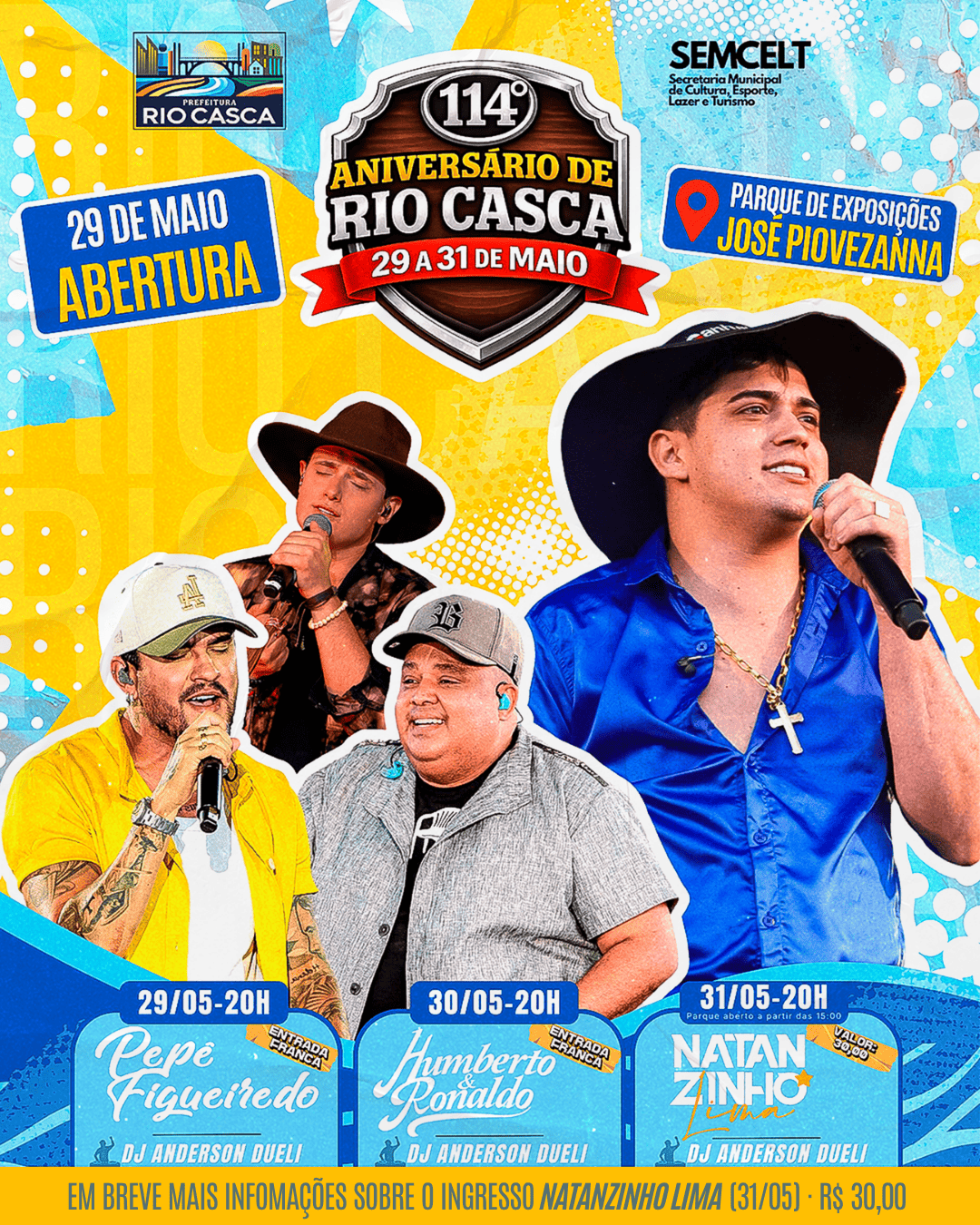 114° Aniversário de Rio Casca – 29 a 31 de maio