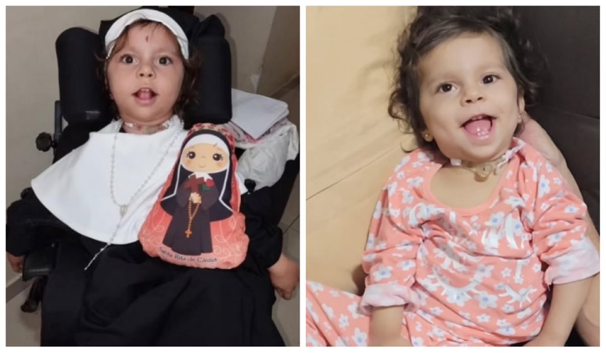 Mãe tenta arrecadar R$ 250 mil para tratar sequelas de filha que aspirou mecônio durante o parto